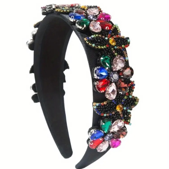 Colorful Floral Rhinestone Headband - Picture 1 of 3